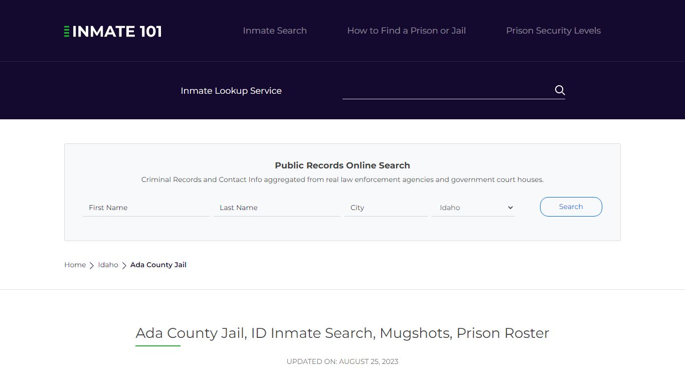 Ada County Jail, ID Inmate Search, Mugshots, Prison Roster